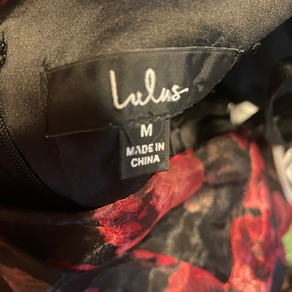 Lulus Simply Divine Black Red Floral Print Organza Maxi Dress M Bridal Formal - Picture 9 of 10